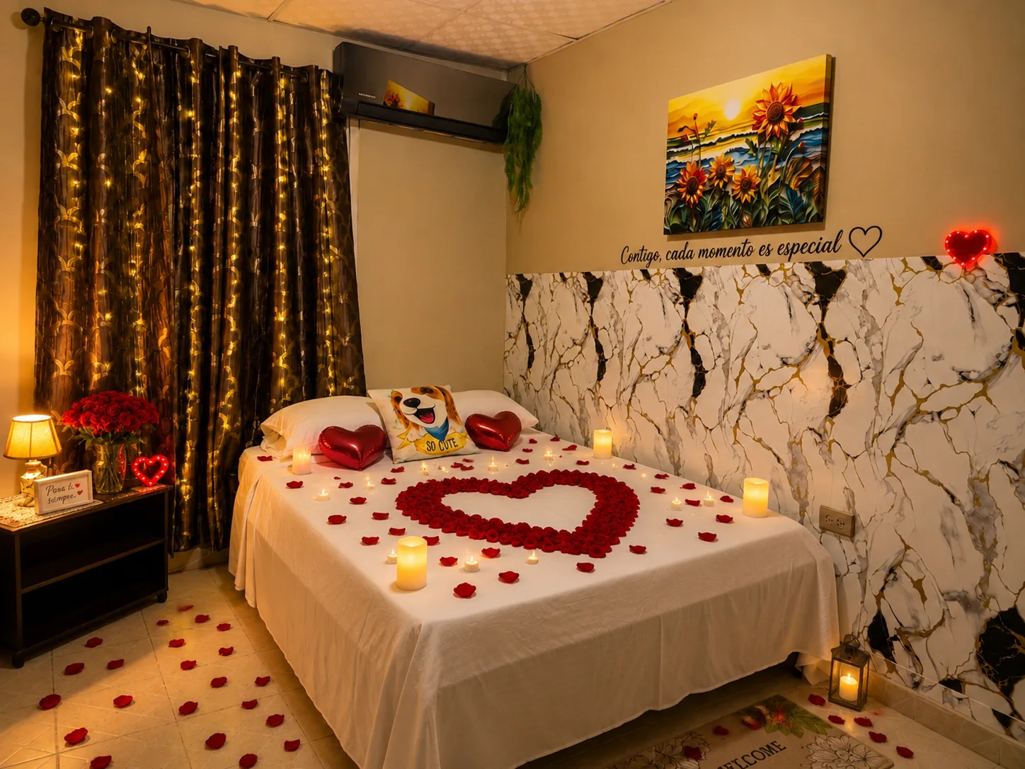 Decoración para velada romántica